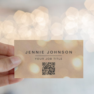 Moderne Minimal Gold Bokeh QR-Code Visitenkarte