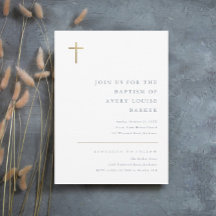 Moderne Minimal Gold Cross Taufe
