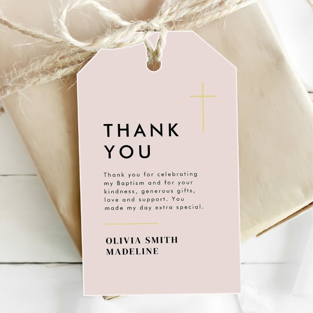 Moderne Minimal Gold Cross Taufe Geschenkanhänger (Von Creator hochgeladen)