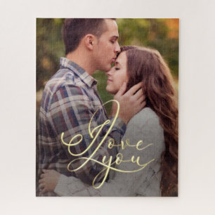 Moderne Minimal Gold I Love You Typografie Foto 