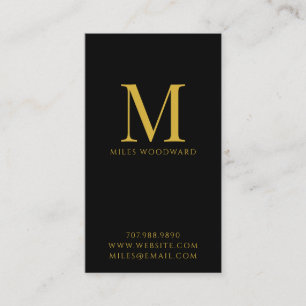 Moderne Minimal Gold Monogramm Schwarz Vertikal Visitenkarte