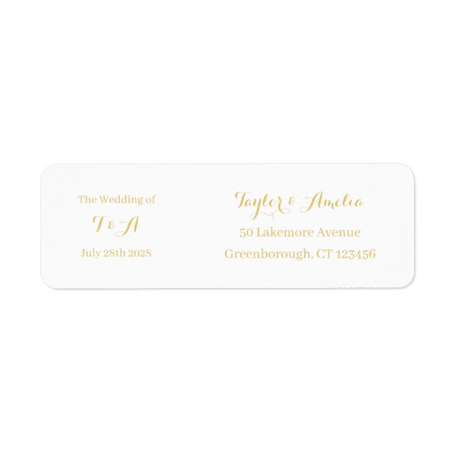 Moderne Minimal Gold Rücksendeadresse Hochzeit (Vorne)