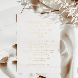 Moderne Minimal-Goldkalligrafie-Hochzeit Folieneinladung