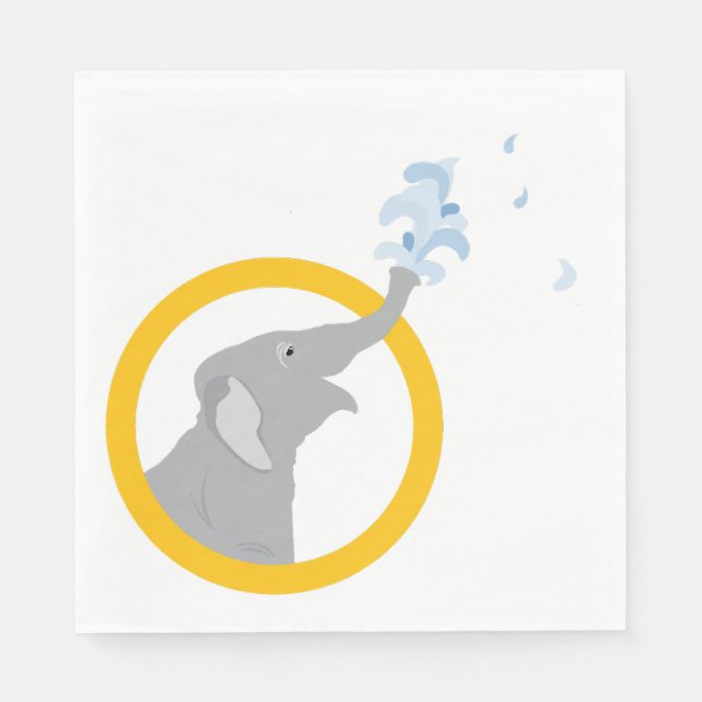 Moderne Minimal-Graue Elefant Babydusche Geburtsta Serviette (Vorderseite)