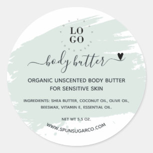 Moderne Minimal handgefertigte Body Butter Scrub L Runder Aufkleber