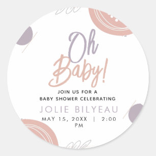 Moderne Minimal Heart Boho Babydusche Runder Aufkleber