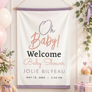 Moderne Minimal Heart Boho Babyparty Banner
