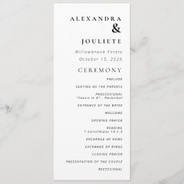 Moderne Minimal-Hochzeitsprogramme Programm