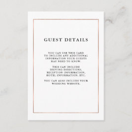 Moderne Minimal Imitate Rose Gold Border Guest Det Begleitkarte