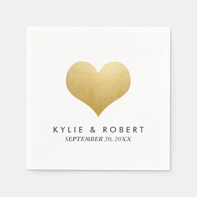 Moderne Minimal Imitats Goldene Foil Niedliches He Serviette (Vorderseite)