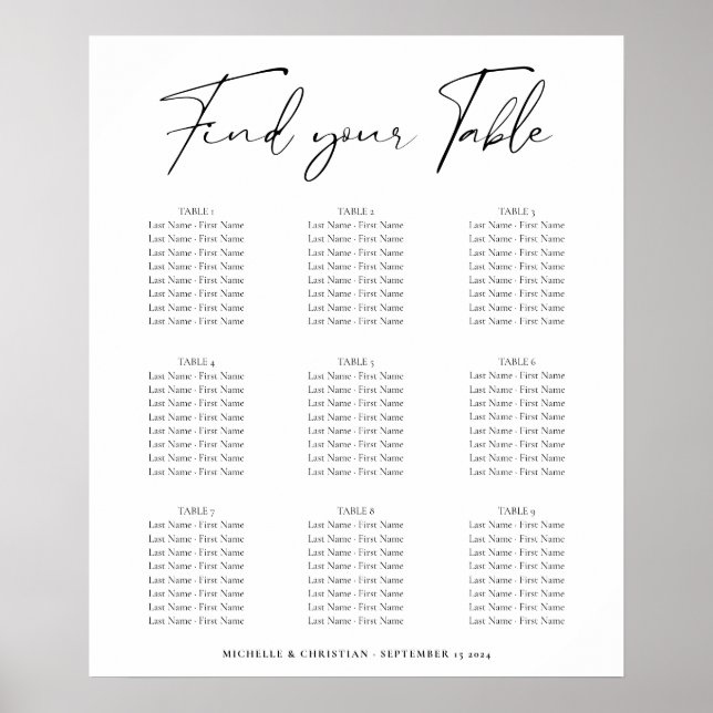 Moderne Minimal-Kalligrafie für Hochzeitssattel Poster (Vorne)