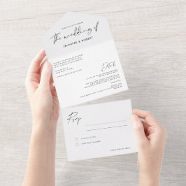 Moderne Minimal-Kalligrafie-Skriptereien All In One Einladung