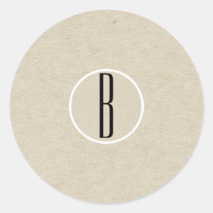 Moderne Minimal Kraft Rustic Monogram Gastgeschenk Runder Aufkleber