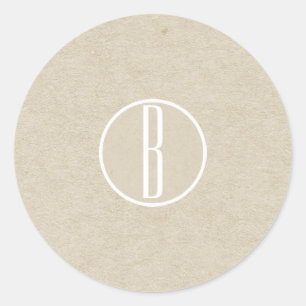 Moderne Minimal Kraft Rustikale Monogramm-Hochzeit Runder Aufkleber