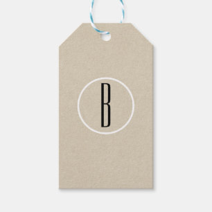 Moderne Minimal Kraft Rustikales Monogramm Hochzei Geschenkanhänger