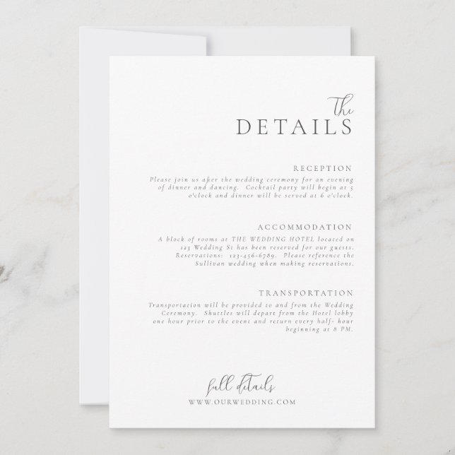 Moderne Minimal Light und Airy Details Card Hochze Einladung (Vorderseite)