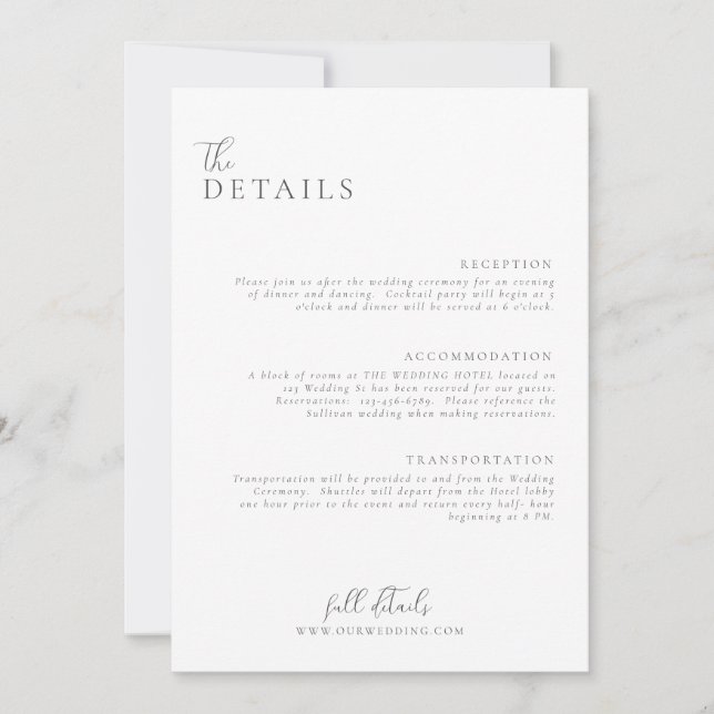 Moderne Minimal Light und Airy Details Card Hochze Einladung (Vorderseite)