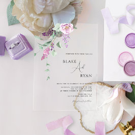 Moderne Minimal Lila, Mauve und Pastel floral Acryleinladungen
