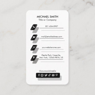 Moderne Minimal-Logo Social Media Icons Chic Visitenkarte