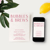 Moderne Minimal Magenta Bubbles & Brews Verlobung