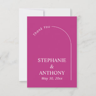 Moderne Minimal Magenta mit Arch Wedding Dankeskarte