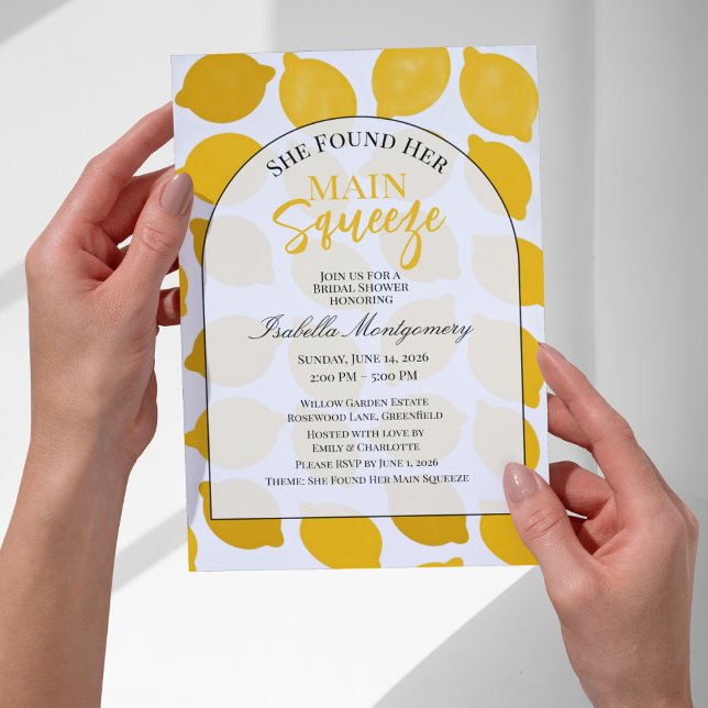 Moderne Minimal Main Squeeze Brautparty Einladung (Modern Minimal Main Squeeze Bridal Shower Invitations)