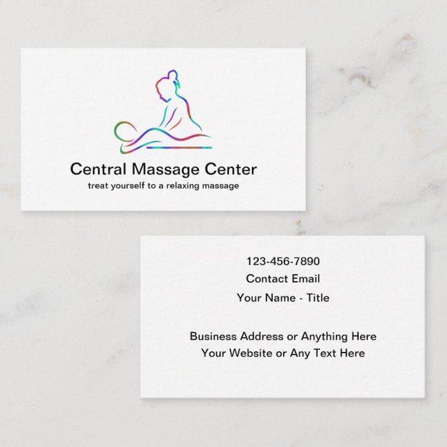 Moderne Minimal Massage Business Cards Visitenkarte (Vorne/Hinten)