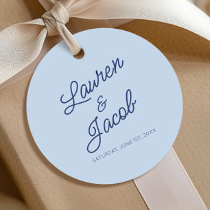 Moderne Minimal Minimalistische Blaue Hochzeit Geschenkanhänger