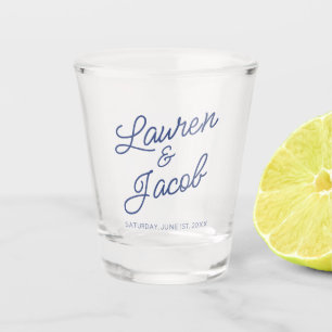 Moderne Minimal Minimalistische Blaue Hochzeit Schnapsglas