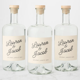 Moderne Minimal Minimalistische Champagner-Hochzei Alkoholflaschenetikett