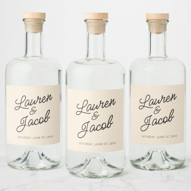 Moderne Minimal Minimalistische Champagnerhochzeit Alkoholflaschenetikett (Flaschen)