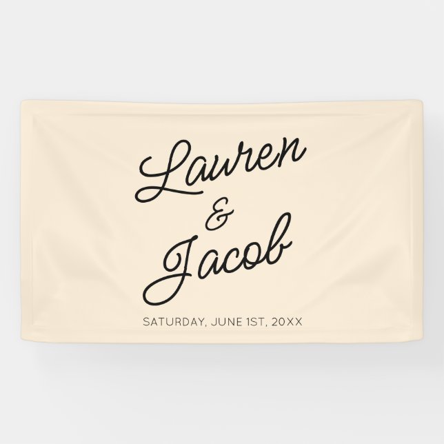 Moderne Minimal Minimalistische Champagnerhochzeit Banner (Horizontal)