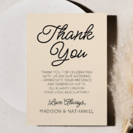 Moderne Minimal Minimalistische Champagnerhochzeit Dankeskarte