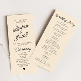 Moderne Minimal Minimalistische Champagnerhochzeit Programm