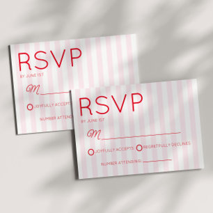 Moderne Minimal Minimalistische Rot Rosa Streifen RSVP Karte