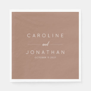 Moderne Minimal Mocha Brown Script Custom Wedding Serviette