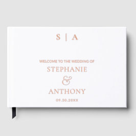 Moderne Minimal-Monogram-White-Foil-Hochzeit Gästebuch