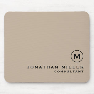 Moderne Minimal-Monogramm-Beige Mousepad