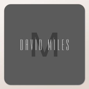 Moderne Minimal-Monogramm-Design Vorlag Dark Grey Quadratischer Aufkleber