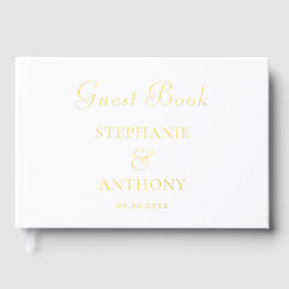 Moderne Minimal-Monogramm-Schwarz-Gold-Hochzeit Gästebuch