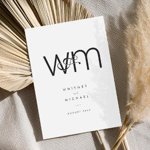 Moderne Minimal-Monogramm-Schwarz-Weiß-Hochzeit Einladung
