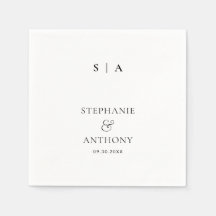 Moderne Minimal-Monogramm-Schwarz-Weiß-Hochzeit