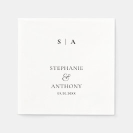 Moderne Minimal-Monogramm-Schwarz-Weiß-Hochzeit Serviette
