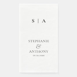 Moderne Minimal-Monogramm-Schwarz-Weiß-Hochzeit Serviette