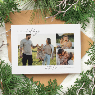 Moderne Minimal Multi Foto Holiday Foto Cards Feiertagskarte