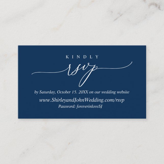 Moderne Minimal Navy Blue Calligraphy, Online UAWG Begleitkarte (Vorderseite)