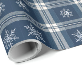 Moderne Minimal Navy Schnee Karo Weihnachtspapier  Geschenkpapier