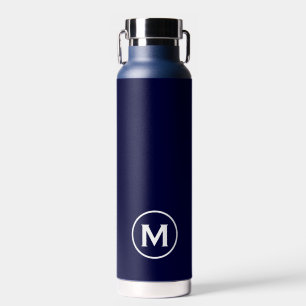 Moderne Minimal Navy White Monogram Trinkflasche