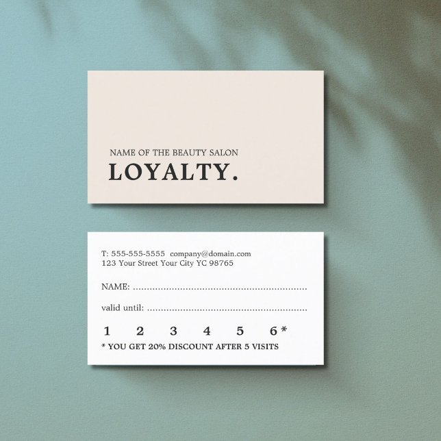 Moderne Minimal Pastel Beauty Loyalty Card Treuekarte (Von Creator hochgeladen)