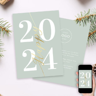 Moderne Minimal Pastel Gold Happy New Year Busines Feiertagskarte